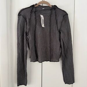 Urban Outfitters Charcoal Sheer Blouse